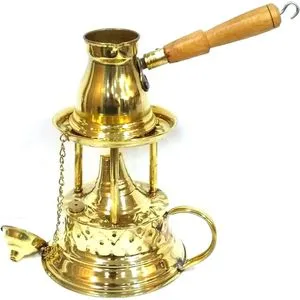 Brass Table Top Burner With Coffee Pot