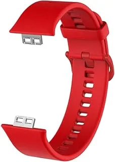 Dado Replacement Silicone Band compatible with Huawei Fit Watch, solid color bands (Red)