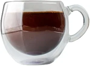 Glass valley, double-wall glass cup coffee, 150 ml, glass, clear مج قهوة زجاج مزدوجة شفافة سعة 150 مل جلاس فالي