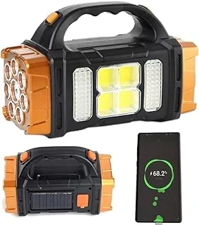 Rechargeable Torch Camping Light with Solar Charger, Multi Lamp Hand Lamp Lanterns Electric Torch for Outdoor Hiking or Indoor Power Outages [Energy Class A+++] (yellow)