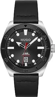 HUGO Boss Men's Black Dial Black Leather Watch - 1530301