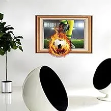 Fire Football 3D World Cup Photo Frame Stickers Hallway Living Room Bedroom Office Wall Stickers