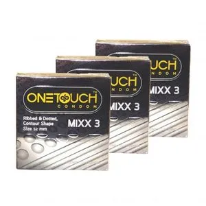 One Touch ONETOUCH MIXX 3 Ribbed Dotted Contour Condom (3 Packs Of 3 Condoms)