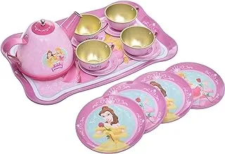 Metal Tea Kit Gorgeous With Serving Tray and Teapot for Children Set Of 14 Pieces - Multi color