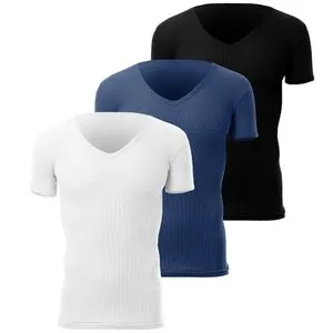 Cottonil Bundle Of (3) V Neck Breathable Cotton Undershirts