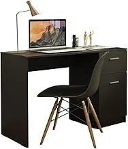 Madesa Compact Computer Desk with 1 Drawer and 1 Door, Study Table for Small Spaces, Wood, 77 H x 45 D x 110 L cm – Black