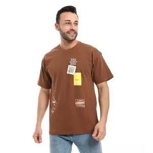 Air Walk Printed Cotton Summer T-Shirt - Brown