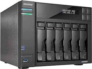 ASUSTOR Lockerstor 6 Gen 2 AS6706T | 6 Bay NAS، وحدة معالجة مركزية رباعية النواة بسرعة 2.0 جيجا هرتز، 4 فتحات M.2 PCIe 3.0 SSD، 2 منافذ 2.5 جيجا بايت، ذاكرة وصول عشوائي DDR4 سعة 8 جيجا بايت، وحدة تخزين متصلة بالشبكة (بدون أقراص)