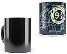 MCSID RAZZ - Ceramic Harry Potter Platform 93/4 Morphing Magic Heat Sensitive Mugs with Coaster, Multicolor