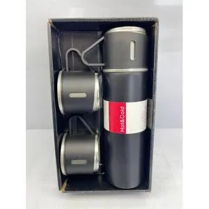 Stainless Steel Thermos With Silicone Handle, Capacity 500 Ml + 3 Extra Cups