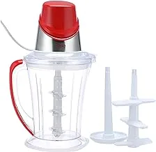 Zada ZCH-800 800W Meat Chopper with Cream Beater and Garlic Peeler, 2 Liters Capacity, Black/Red