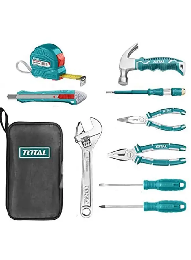 TOTAL Hand Tool Set 9-Pieces + Cloth Bag