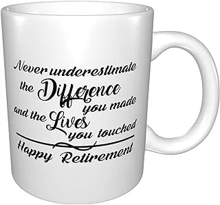 Wisedeal Retirement Gifts for Woman Happy Retirement Appreciation Gift for Mom, Coworkers, Boss, Friends, Nurse, Teacher Never Underestimate The Difference You Made Coffee Mugs, Cups Ceramics 11 OZ