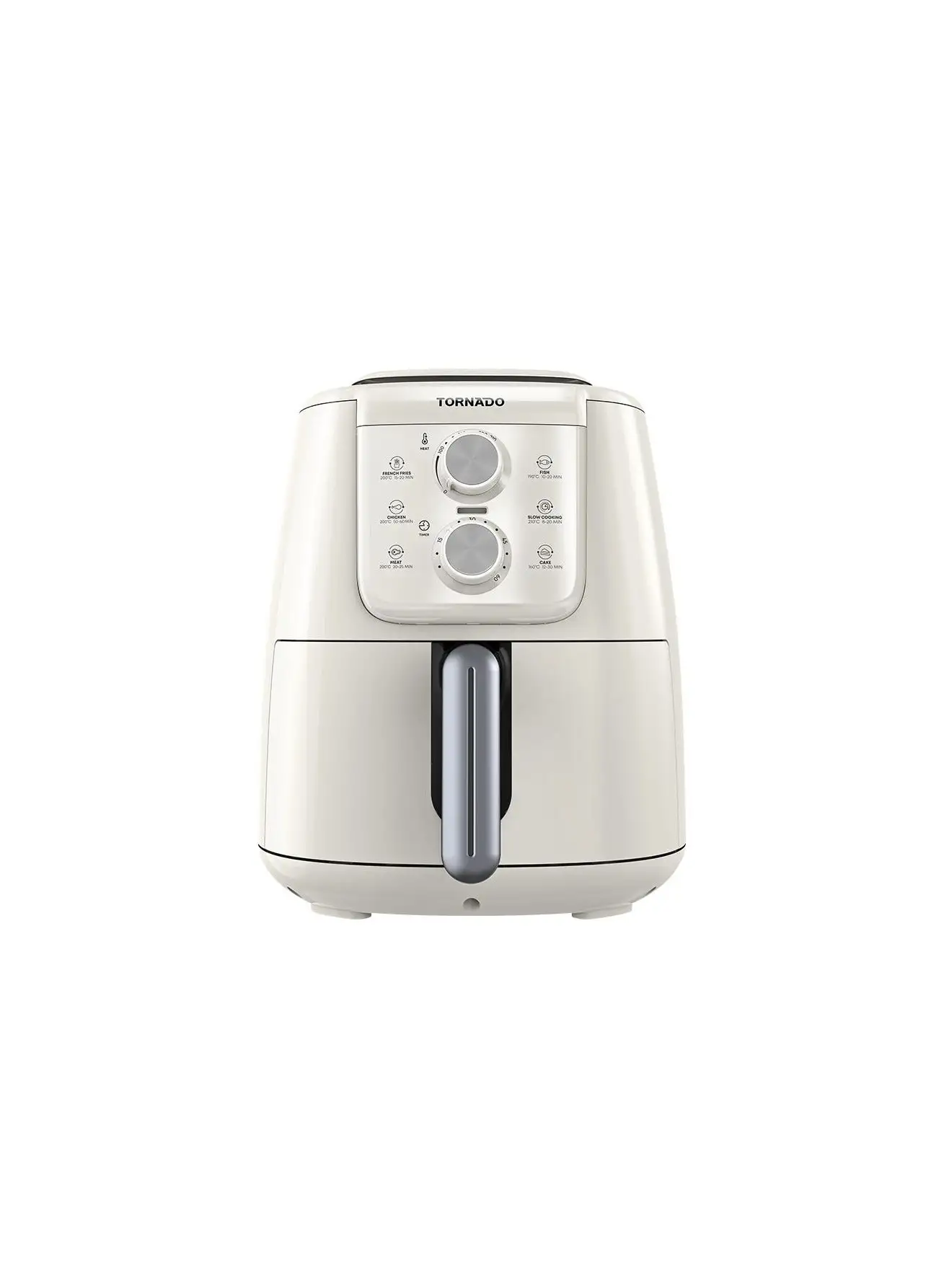 TORNADO Air Fryer 1550 Watt 4 Liter Manual Control Creamy x Silver THF-1554M-XL-CS