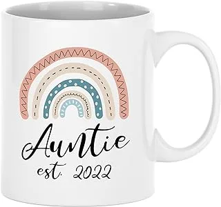 New Aunt Mug, Aunt Est. 2022, Rainbow Pregnancy Announcement, Promoted To Aunt Cup, First Time Auntie Mug 11 oz White