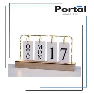 Flip Wooden Perpetual Calendar Metal Desk, Luminous Calendar