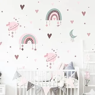 Decorative kids room sticker - Hearts and rainbows (100x150cm)