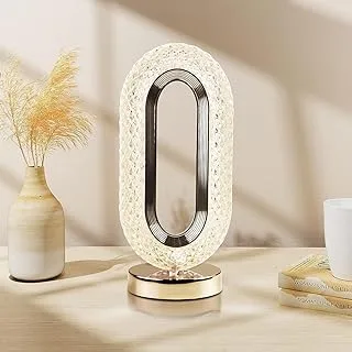 CuteSo USB Rechargeable Decorative Crystal Lamp Acrylic Transperent Diamond Cut Portable Desk Lamp Touch Cntrol 3 Temperature Mode Dining Lamp for Home and Resturent (Oval)