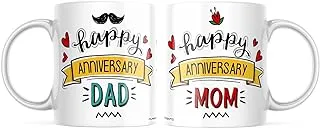 PUREZENTO Happy Anniversary Mom Dad Ceramic Coffee Mug