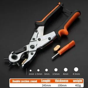 Heavy Duty Leather Belt Hole Punch Plier Eyelet Puncher Revolve Sewing Machine Bag Tool Watchband S Leather Paper Hole Maker