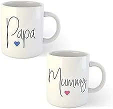 DAYS Anniversary Gift for Mom and Dad Coffee Mugs Set - 2 Papa and Mummy Quotes Printed White Ceramic Mug Cup Best Gift for Mother On Birthday/Mother's (B0965RWP3R)