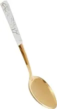 Generic Stainless Steel Large Heat Resistant Food Spoon With Strong Handle Marble Design Made Of High Quality Practical For Kitchen - Gold Mint Green