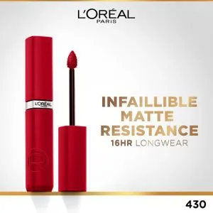 L'Oreal Paris Infaillible Matte Resistance Liquid Lipstick - Intense Color & Matte Finish - Long-lasting - No Transfer - With Hyaluronic Acid -  430 A-Lister