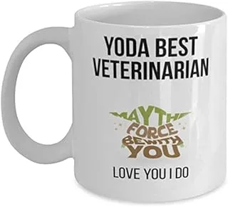 كوب Yoda Best Veterinarian Force Profession - أكواب هدايا مبتكرة لعيد الميلاد، والذكرى السنوية، وعيد الحب، والمناسبات الخاصة، وعيد الميلاد - كوب قهوة مضحك بحجم أونصة