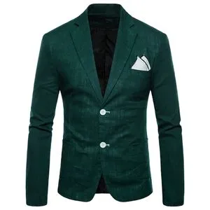 Fashion (dark Green)Mens Suits Blazers Spring Autumn 2022 New Men's Casual 2 Button Cotton And Linen 9-color Suit  Blazer Homme WEF