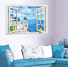 fake window Santorini landscape wall stickers living room bedroom TV background wall stickers