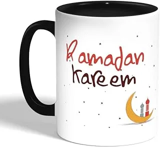 كوب قهوة بطبعة رمضان كريم ، أسود (سيراميك)