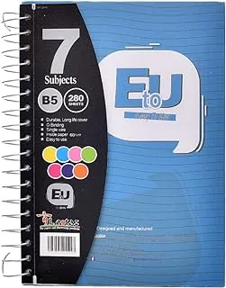 Alostaz E-To-U B5 High Quality Spiral Notebook 7 Subject 280 Sheets - Multi Color