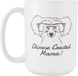 Creamic China Mug Ridged Mom Mug Chinese Crested Mom Mug Coffee Mug with Chinese Crest Coffee Mug with Chinese Crest Coffee Mug Cup Chinese Crest Mom Gift