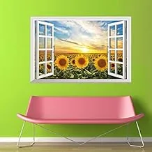 FAKE WINDOW, SUNFLOWER, LIVING ROOM, DINING ROOM, WALLPAPER WALL STICKER, 2724664371952