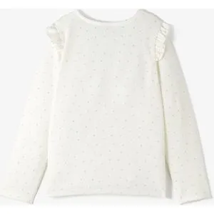 June Child Girl Glitter Printed Soft Textured Ruffle Blouse