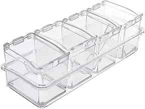 Generic Acrylic Seasoning Boxes Kit Containing Base With Four Covered Boxes And Small Spoons Made Of High Quality Material Practical For Home - Transparent