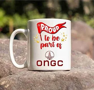 Partyzon Ceramic Proud to Be Part of Ongc Printed Mug White for Kids Friends, 350 Ml