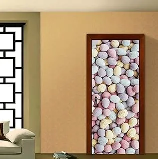 2Pcs/Set 3D Creative Imitation Cobblestone Wooden Door Wall Sticker DIY Mural Bedroom Home Decor Poster PVC Waterproof Door Sticker qy