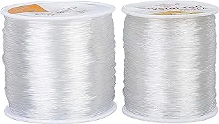 Jewellery Cord 0.8mm/1.0mm Crystal Elastic Beading Thread for DIY Jewellery Making Sewing Transparent 100m*2 Rolls