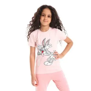 Diadora Girls Cotton Printed T-Shirt - Pink