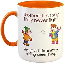 FurnishFantasy - Brothers That say They Never Fight are Most definately Hiding Something Coffee Mug - Best Gift for Brother/Sister on Birthday - Color - Orange