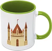 Cute Ceramic Tea Coffee Cup Mug with Colorful Inside and Handle Print Cute Painting Cartoon Elements Castle1111111 Holiday Gi