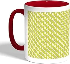 Decorative drawings - the dollar symbol Printed Coffee Mug, Red Color (Ceramic)