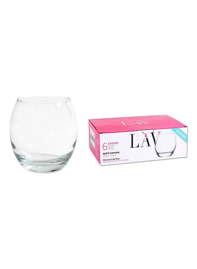 LAV 6 Piece Short Glasses Set 405 Ml-Clear