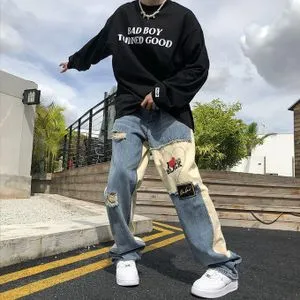 Summer Hip Hop Streetwear Men Baggy Pants Denim Jeans Women Straight Punk Goth Trousers Fairy Grunge Vintage Casual Y2K Pants XXA