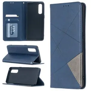 For OPPO Find X2 Neo / Reno 3 Pro Rhombus Texture Horizontal FlipLeather Case(Blue)