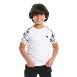 Diadora Boys Printed Cotton T-Shirt - White