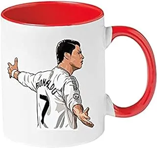 MEC Cristiano Ronaldo Coffee Mug with Red Handle 11oz CR7 Tea Cup Gift For Him