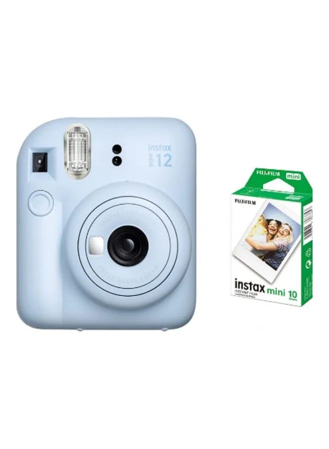 FUJIFILM Instax Mini 12 Instant Film Camera With Pack Of 10 Films Pastel Blue