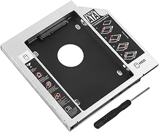 Ciciglow Universal 12.7 مم من الألومنيوم SATA إلى SATA 2nd SSD HDD علبة محول القرص الصلب لعلبة الكمبيوتر المحمول CD/DVD-ROM Optical Bay (12.7 مم)